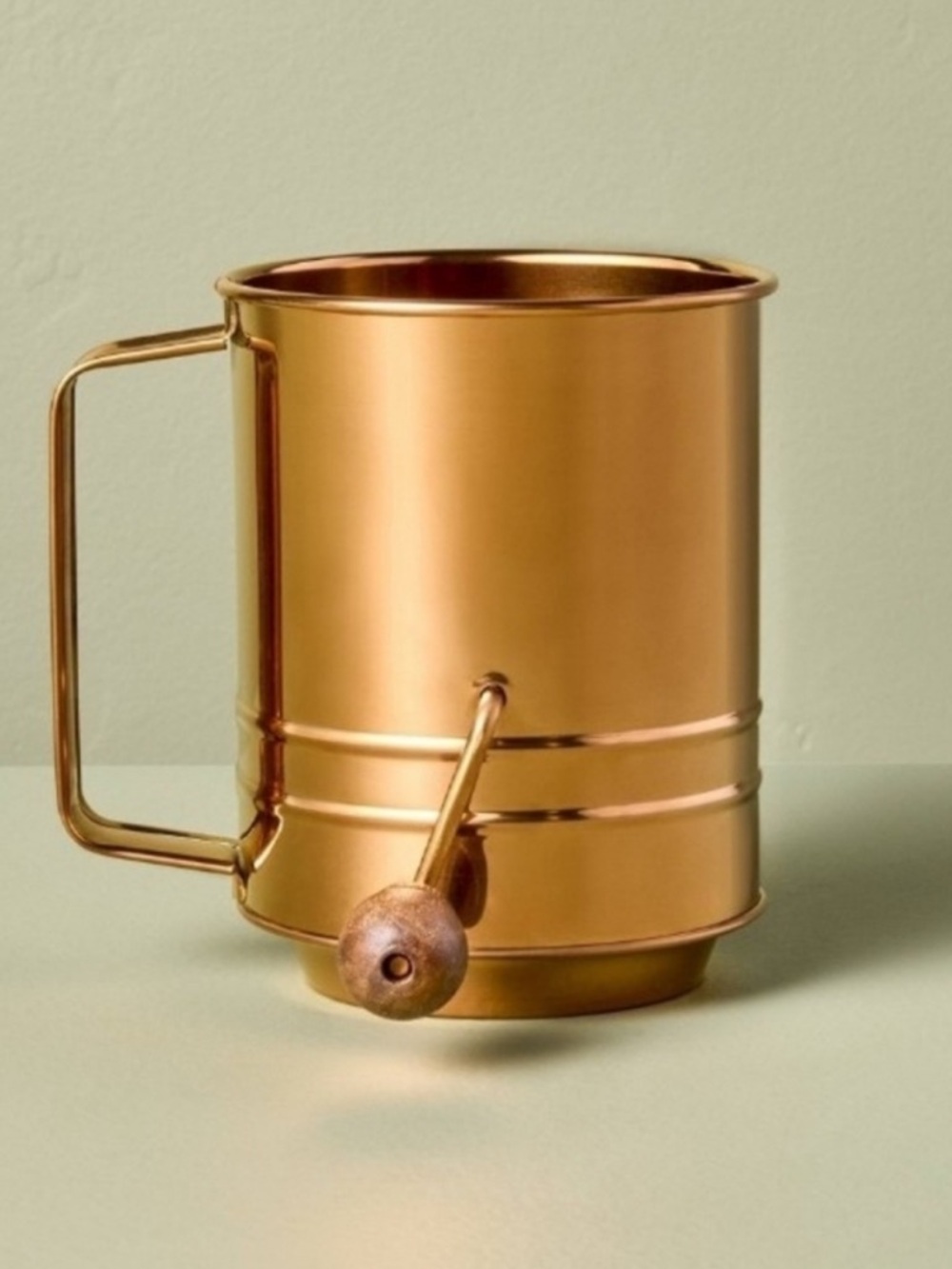 New Hearth & Hand Copper Finish Flour Sifter with Wooden Handle